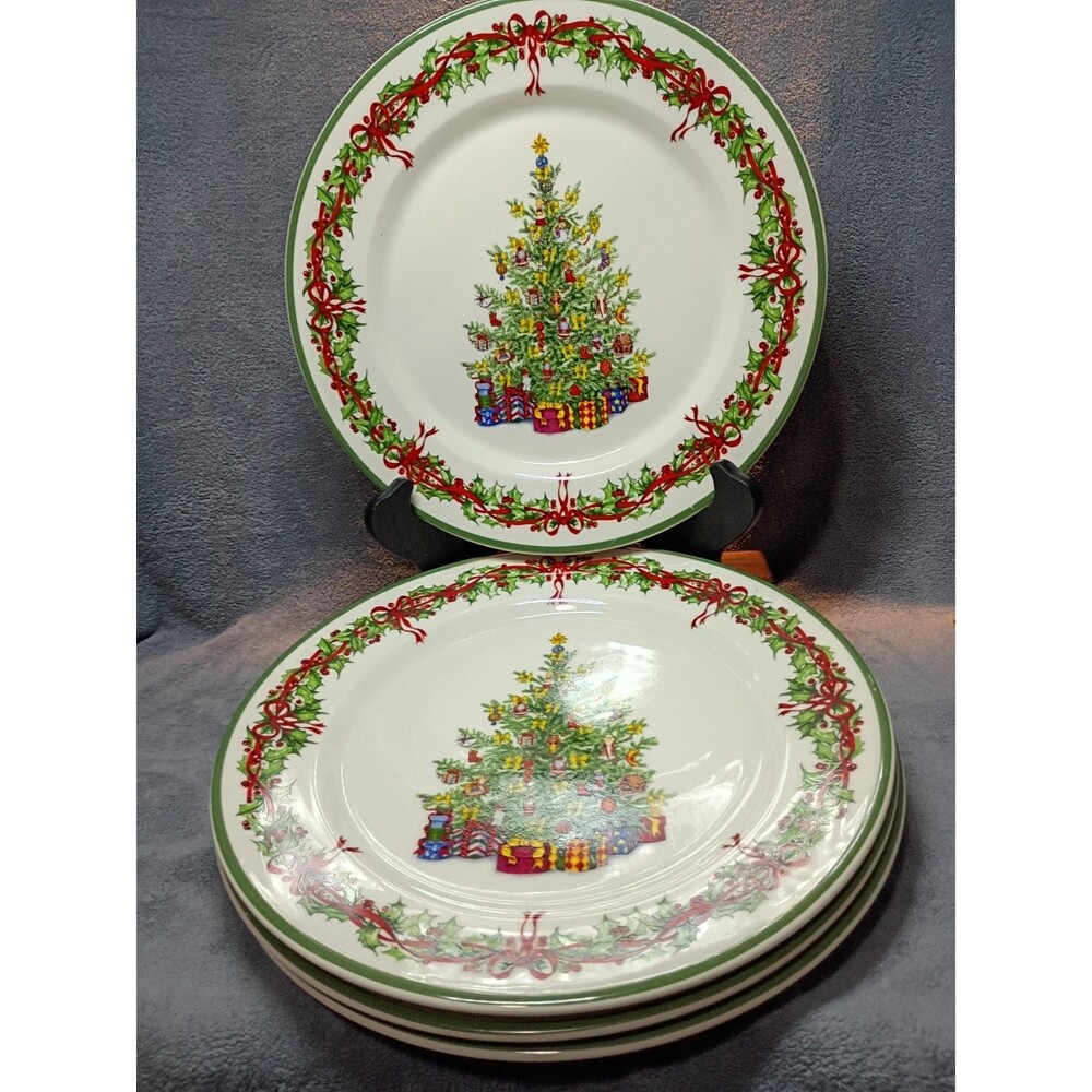 Christopher Radko Traditions Holiday Celebrations Set 4 Dinner Plates Christmas
